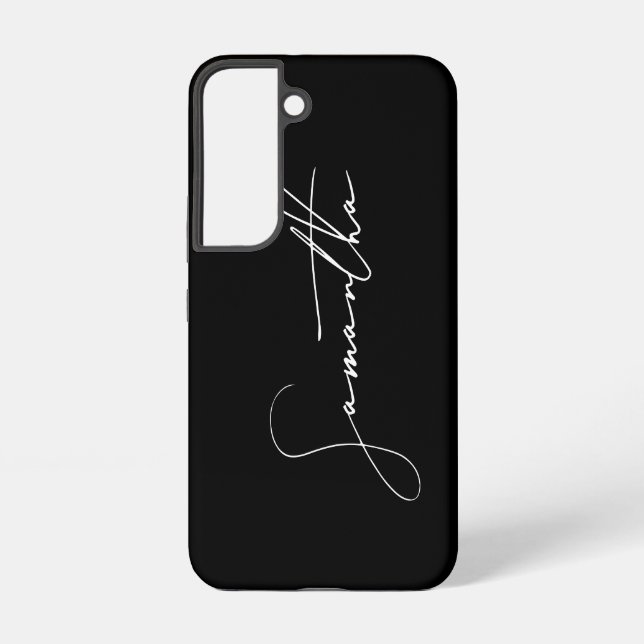 Modern Simple Signature Script Calligraphy Black Samsung Galaxy Case (Back)
