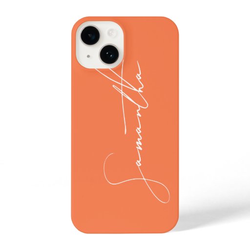 Modern Simple Signature Script Calligraphy Coral iPhone 14 Case