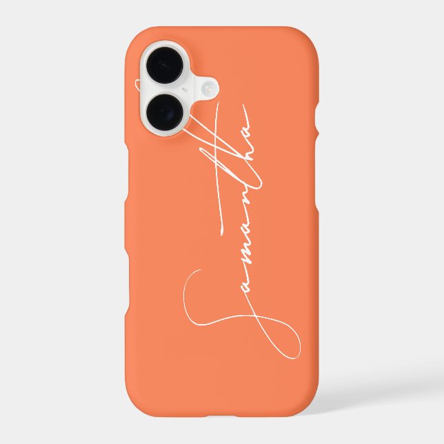 Modern Simple Signature Script Calligraphy Coral Iphone Case (Back)