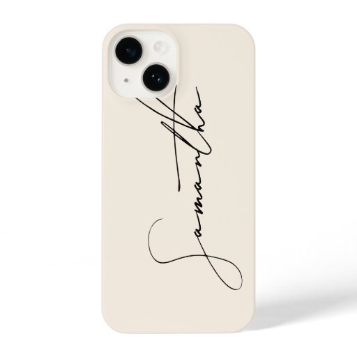 Modern Simple Signature Script Calligraphy Cream iPhone 14 Case