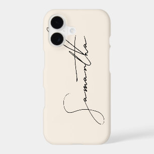 Modern Simple Signature Script Calligraphy Cream iPhone 17 Case