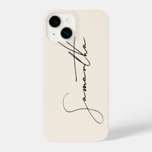 Modern Simple Signature Script Calligraphy Cream iPhone 14 Case