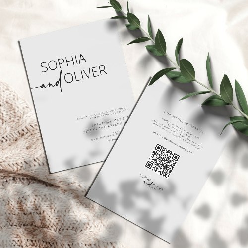 Modern Simple Silver Gray All_in_One Wedding Invitation