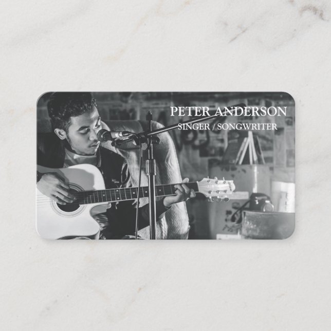 Modern Simple Singer Musician Photography Business Card (Front)