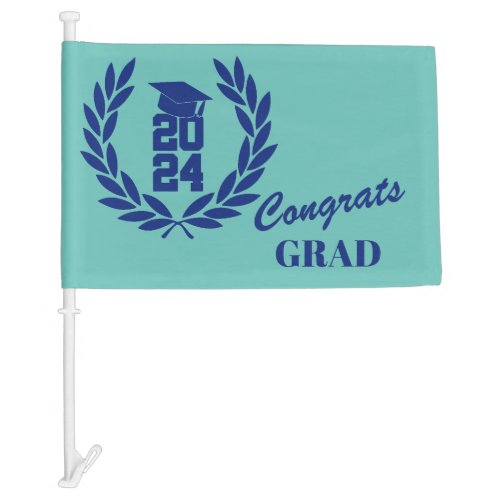 Modern Simple Sky Blue Graduation Party Car Flag