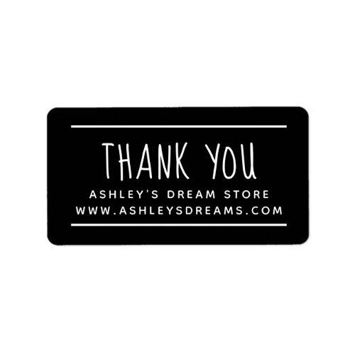 Modern Simple Small Business Black Thank You Label