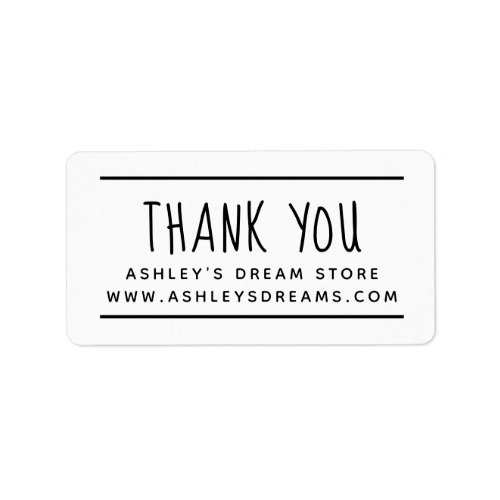 Modern Simple Small Business Black White Thank You Label