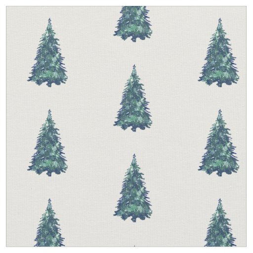 Modern Simple Snowy Green Christmas Trees Pattern Fabric