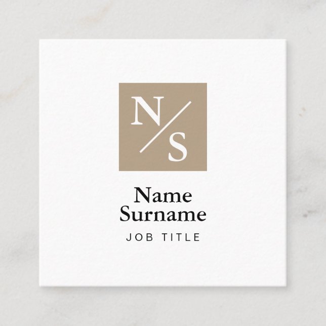 Modern Simple Social Taupe Square Business Card (Front)