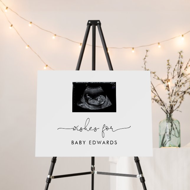 Modern Simple Sonogram Baby Shower Guest Book  Foam Board (In Situ (Stand))