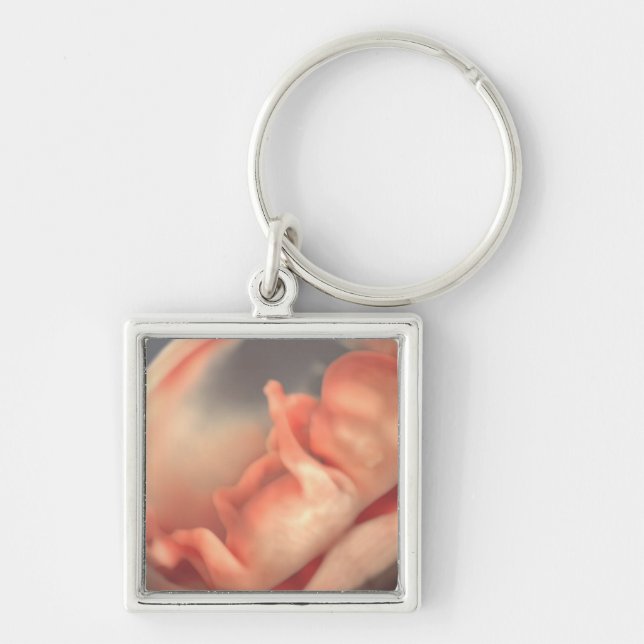 Modern Simple Sonogram Ultrasound New Baby Photo Keychain (Front)