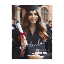Modern Simple Spanish Photo Script Grad Invitation