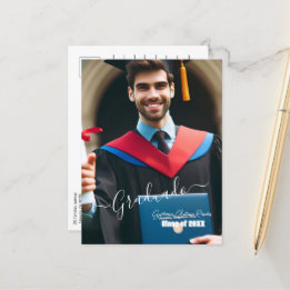 Modern Simple Spanish Photo Script Grad Invitation