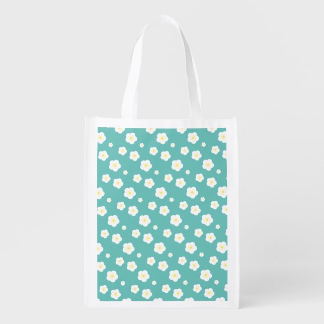 Modern Simple Spring Daisy flowers gradient  Grocery Bag (Front)