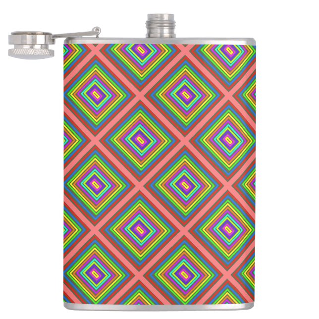 Modern simple square geometric pattern graphic  flask (Opened)