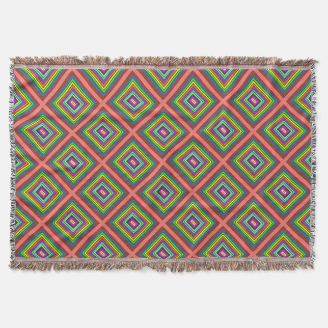 Modern simple square geometric pattern graphic  throw blanket (Front)