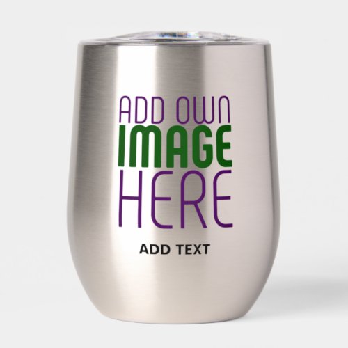 MODERN SIMPLE STAINLESS STEEL IMAGE TEXT TEMPLATE THERMAL WINE TUMBLER
