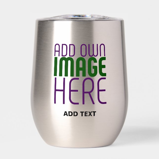 MODERN SIMPLE STAINLESS STEEL IMAGE TEXT TEMPLATE THERMAL WINE TUMBLER (Front)