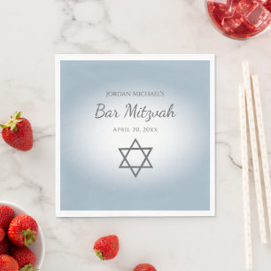 Modern Simple Star of David Blue Bar Mitzvah Napkins