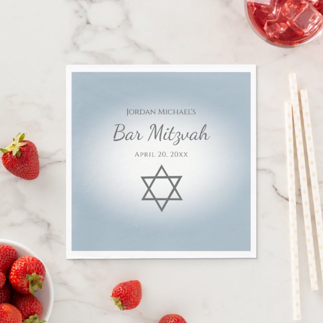 Modern Simple Star of David Blue Bar Mitzvah Napkins (Insitu)