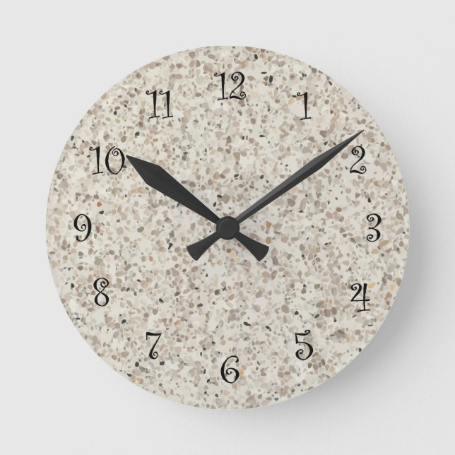 Modern Simple Stone Granite Look Round Clock (Front)