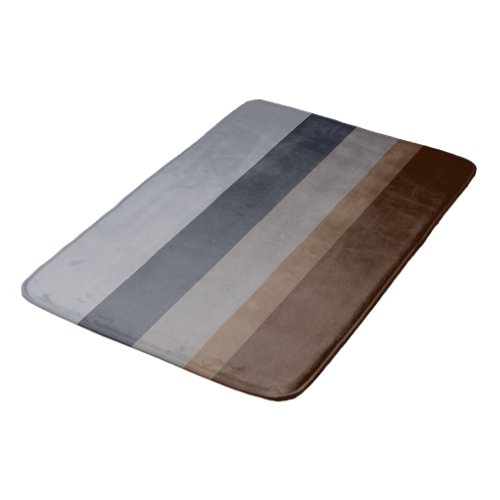 Modern Simple Stripe Design in Blues and Gray Bath Mat