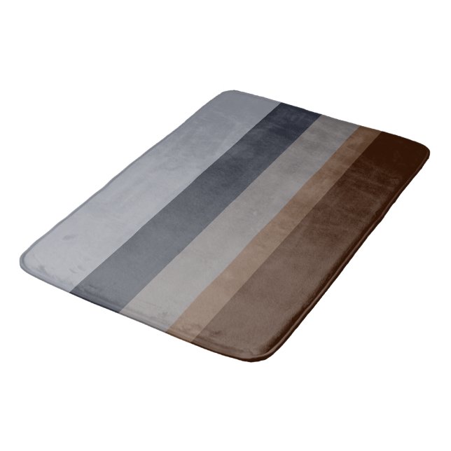 Modern Simple Stripe Design in Blues and Gray Bath Mat (Angled)