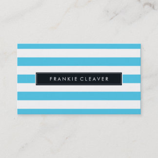 MODERN SIMPLE STRIPE PATTERN bold trendy aqua blue Business Card