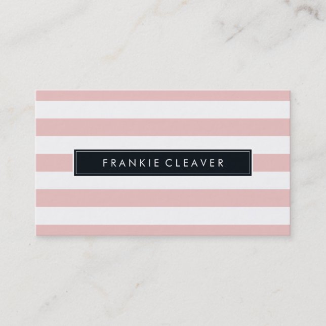MODERN SIMPLE STRIPE PATTERN cool trendy pale pink Business Card (Front)