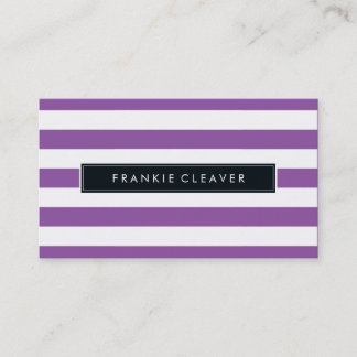 MODERN SIMPLE STRIPE PATTERN trendy bold purple Business Card