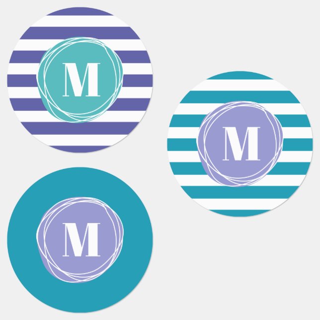 Modern Simple Stripes Monogram  Labels (Group)
