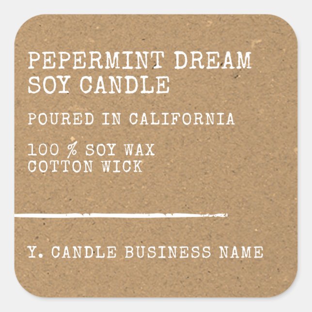 Modern Simple Style Brown Kraft Paper Candle Label (Front)