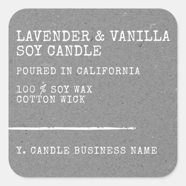 Modern Simple Style Gray Kraft Paper Candle Labels (Front)