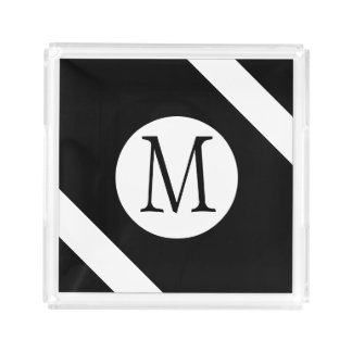 Modern, Simple & Stylish Black and White Monogram Acrylic Tray