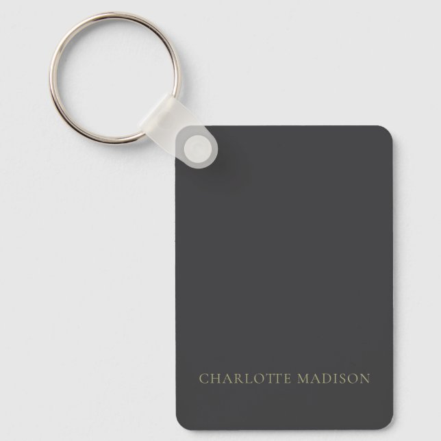 Modern Simple Stylish Black Trendy Minimalist Name Keychain (Front)