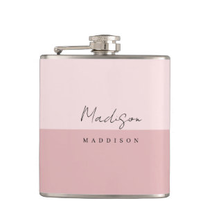 Modern Simple Stylish Girly Blush Pink Vintage Flask