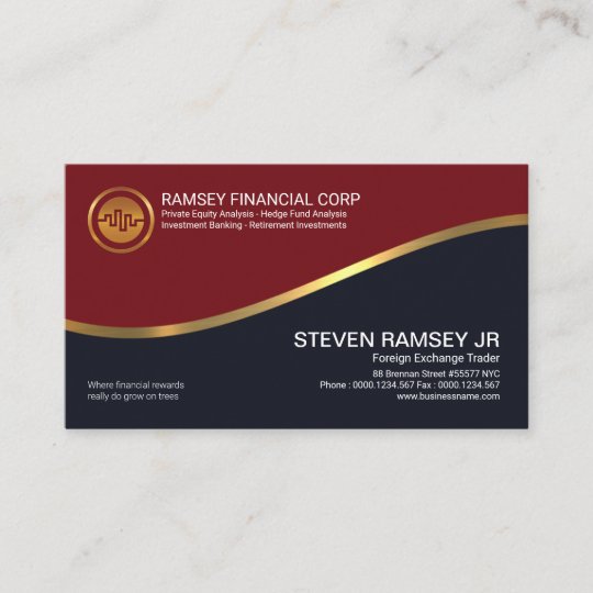 Modern Simple Stylish Gold Wave Forex Trader Business Card - 