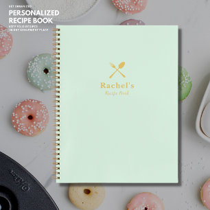Modern Simple Stylish Green and Gold Recipe Book