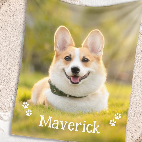 Modern Simple Stylish Personalized Pet Dog Photo Fleece Blanket