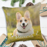 Modern Simple Stylish Personalized Pet Dog Photo Throw Pillow<br><div class="desc">Introducing our modern and simple pet photo pillow, the perfect addition to your holiday décor or memorial tribute. For the dog lover and animal lover in your life, this pillow features a beautiful image of a dog or your favorite pet, customizable with your own pet's photo and name. Crafted with...</div>