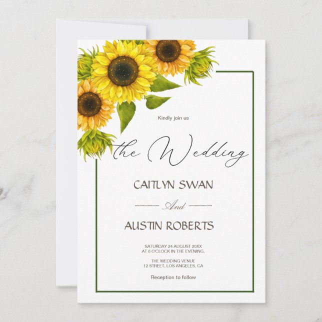 modern simple sunflower invitation (Front)