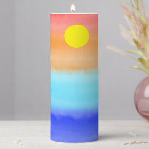 Modern simple sunset Rainbow colorful gradient Pillar Candle