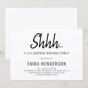 Modern Simple Surprise Birthday Invitation