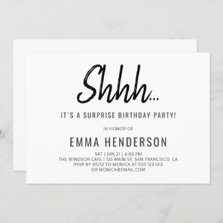 Modern Simple Surprise Birthday Invitation