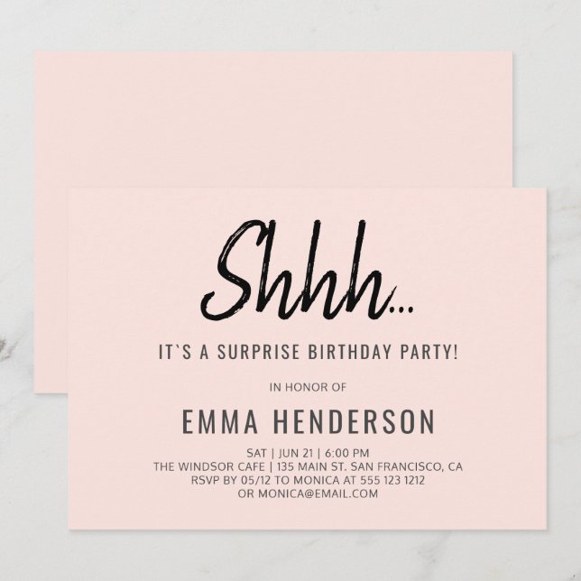 Modern Simple Surprise Birthday Invitation (Front/Back)