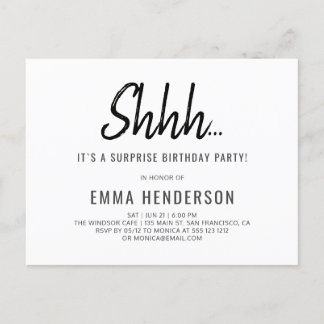 Modern Simple Surprise Birthday Invitation Postcard