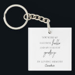 Modern Simple Sympathy Photo Pet Memorial Keychain<br><div class="desc">Elegant pet memorial keychain featuring a simple and minimal layout with a poem along with the name of your beloved dog or cat. The back has your favorite photo. The color theme is black and white and may be changed in the design editing tool. This keepsake keychain can be given...</div>