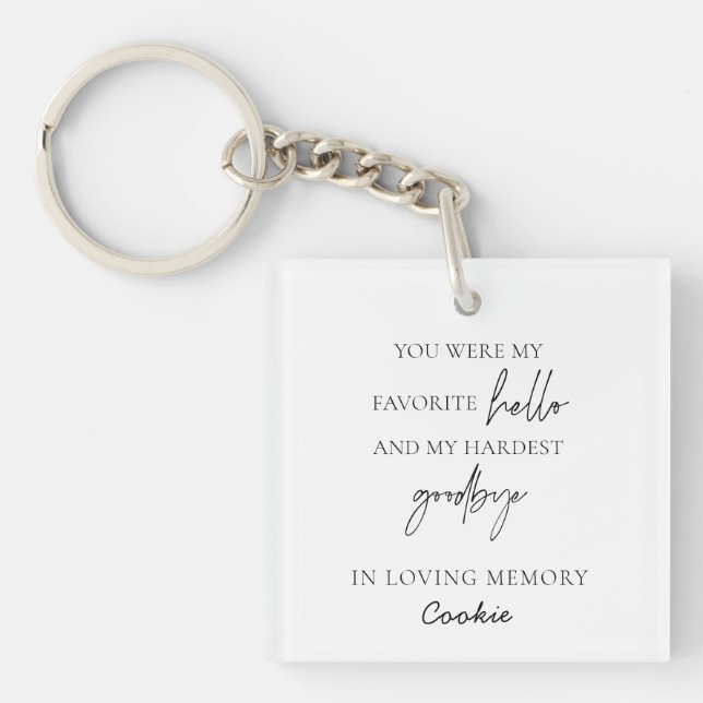 Modern Simple Sympathy Photo Pet Memorial Keychain (Front)