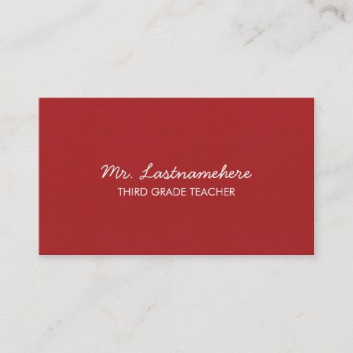 Modern &amp; Simple Teacher Business Card