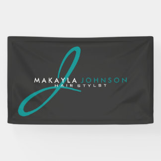 Modern & Simple Teal Blue Monogram Professional Banner